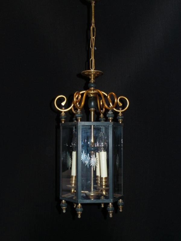 Oude sierlijke lantaarn met 3 lichtpunten, Huis en Inrichting, Lampen | Overige, Gebruikt, Ophalen