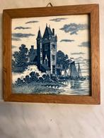Delfts blauw tegeltje in houten lijst, Antiek en Kunst, Ophalen of Verzenden