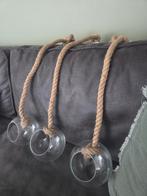 3 glazen open bollen met touw. Leuk voor plantjes, Ophalen, Nieuw