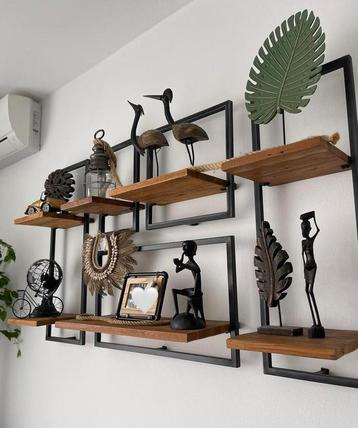 Zgan Vintage industriële Shelfmate wandplanken set teakhout beschikbaar voor biedingen
