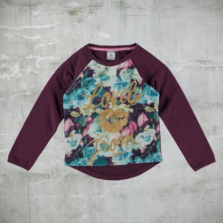 RETOUR sweater paars "Lovely" bordeaux rood bloemen maat 176, Kinderen en Baby's, Kinderkleding | Maat 176, Zo goed als nieuw