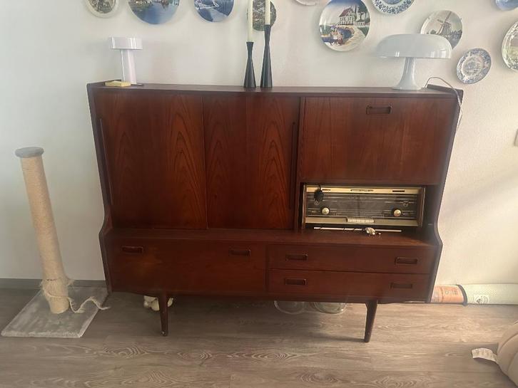 Vintage dressior, Huis en Inrichting, Kasten | Dressoirs, Gebruikt, 50 tot 100 cm, 25 tot 50 cm, Met lade(s), Met klep(pen), Teakhout
