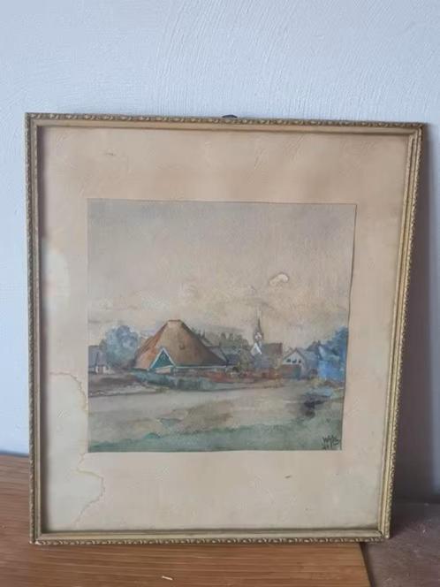 Aquarel witte kerk Sint Pancras W. Gilles 1941 oude situatie, Antiek en Kunst, Kunst | Schilderijen | Klassiek, Ophalen