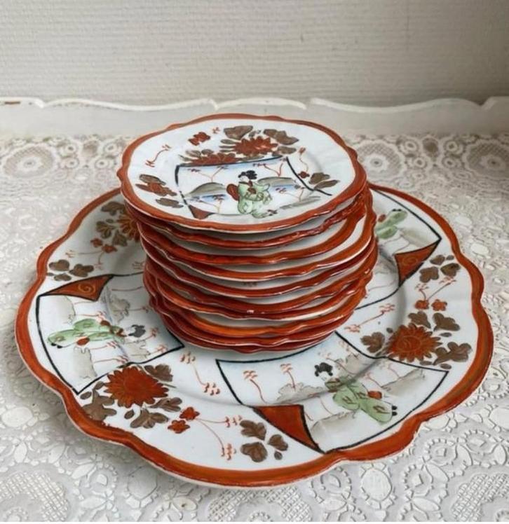 Gebaksset Mosa - Japanse print, Antiek en Kunst, Antiek | Servies compleet, Ophalen of Verzenden
