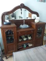 Antieke eiken kast met spiegel, Ophalen, Gebruikt, Minder dan 150 cm, 150 tot 200 cm