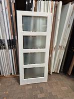 88x211,5cm binnendeur opdek L ral9010 mat facet glas XB10, Ophalen, 80 tot 100 cm, ., Binnendeur