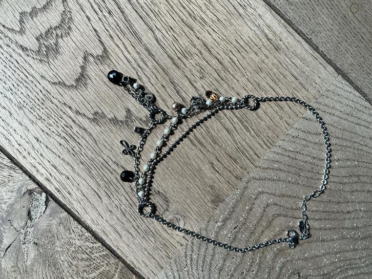 Fossil Collier & Armband Set, Sieraden, Tassen en Uiterlijk, Armbanden, Zo goed als nieuw, Staal, Zilver, Met bedels of kralen