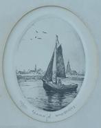 Anna Doedijns originele ets Staverse jol vissersschip boot, Antiek en Kunst, Kunst | Etsen en Gravures, Verzenden