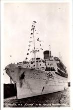 IJmuiden - m.s. Oranje in de Nieuwe Noordersluis jaren 50, Verzamelen, Verzenden, 1940 tot 1960, Gelopen, Noord-Holland