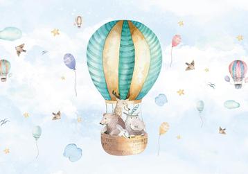 Luchtballon met dieren behang kinderkamer * Muurdeco4kids beschikbaar voor biedingen