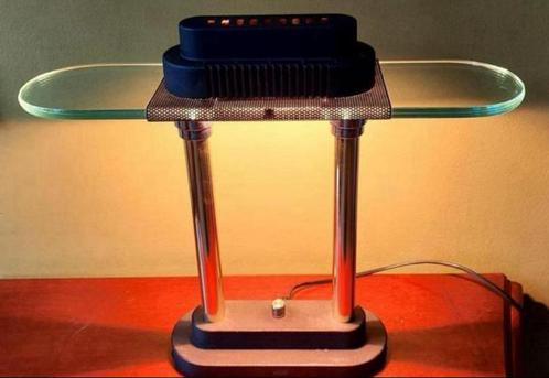 Art Deco MCM Messing Glass Bankiers Lamp, Huis en Inrichting, Lampen | Tafellampen, Gebruikt, Minder dan 50 cm, Ophalen of Verzenden