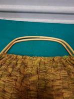 Handtas, retro, gehaakt, bruin groen, rotan handvatten, Sieraden, Tassen en Uiterlijk, Tassen | Damestassen, Ophalen of Verzenden