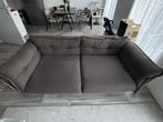 3-zits bank met twee zitkussens in donker taupe nubuck-stof., Ophalen, Gebruikt, 100 tot 125 cm, Driepersoons
