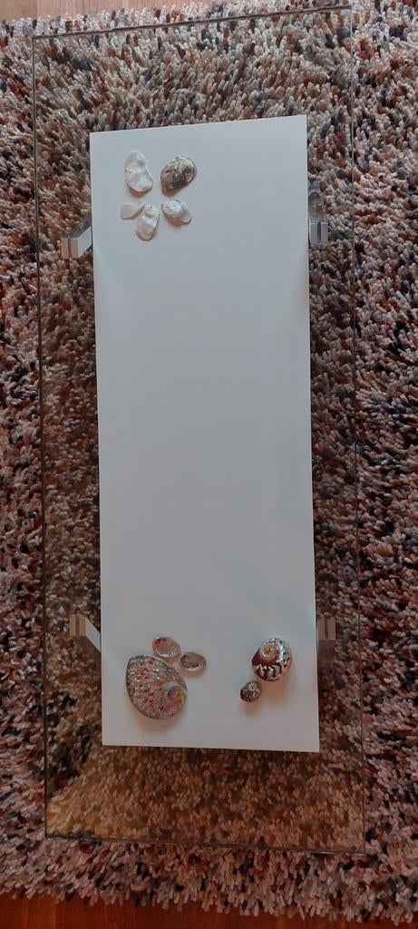 Design Salontafel met Glasplaat en Hoogglans Onderstel, Ophalen, 100 tot 150 cm, 50 tot 100 cm, Zo goed als nieuw