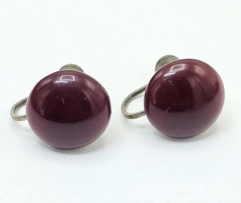 Art Deco Schroef Oorbellen Met Rood Glas, Sieraden, Tassen en Uiterlijk, Manchetknopen, Zo goed als nieuw, Overige materialen