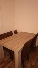 Eettafelset met 6 stoelen -bruin, Ophalen, Gebruikt, 50 tot 100 cm, Vijf personen of meer
