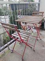 Balkontafel en stoelen, Ophalen, Gebruikt, Rechthoekig, Hout