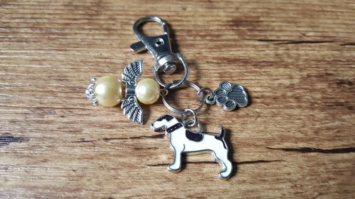 Sleutel/Tashanger Fox terriër emaille met guardian angel, Dieren en Toebehoren, Honden-accessoires, Nieuw, Verzenden