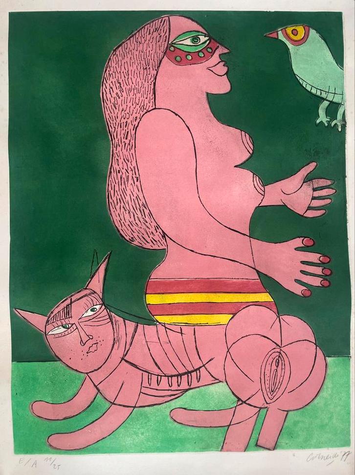 Corneille zeefdruk 1977 - gesigneerd en genummerd, Antiek en Kunst, Kunst | Litho's en Zeefdrukken, Ophalen of Verzenden