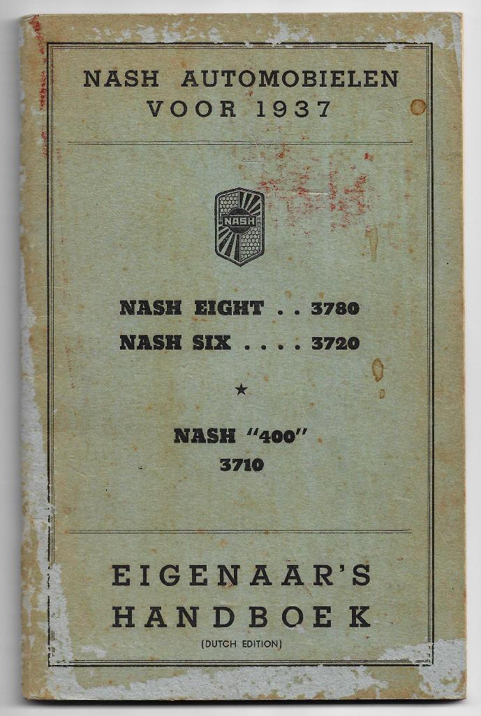 Nash 1937 Eight + Six handboek manual auto, Auto diversen, Handleidingen en Instructieboekjes, Ophalen of Verzenden