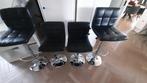 4 zwarte barkrukken - draaibaar, verstelbaar & gebruikt, Ophalen, Gebruikt, 60 tot 90 cm, Metaal