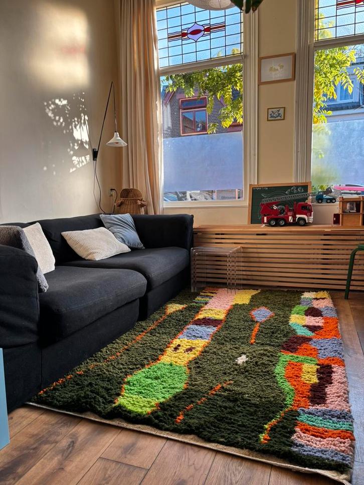 Kleed wol kleurrijk marrokaans, Huis en Inrichting, Stoffering | Tapijten en Kleden, Zo goed als nieuw, 200 cm of meer, Rechthoekig