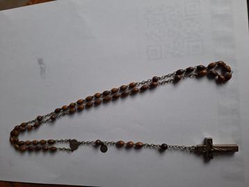 Oude rozenkrans, bruine kralen,  religie, kerk  beschikbaar voor biedingen