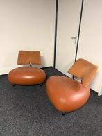 Zeer mooie Leolux Pallone 2 stuks Cognac leer en suede, Ophalen of Verzenden, Zo goed als nieuw, 75 tot 100 cm, Modern