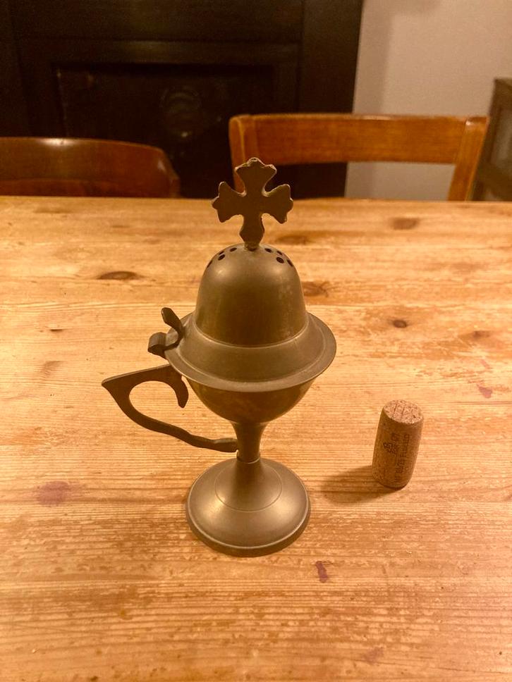 Wierookpotje met Kruis, Antiek en Kunst, Antiek | Religie, Ophalen of Verzenden