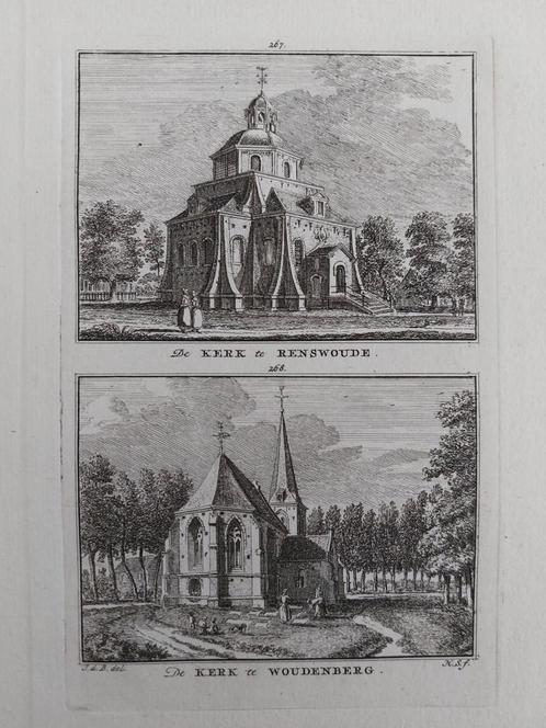 267-268 / Kerk Renswoude en Kerk van Woudenberg, Antiek en Kunst, Kunst | Etsen en Gravures, Ophalen of Verzenden