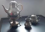 Oude Tinnen Theepot melkkan en Suikerpot met theelicht, Ophalen