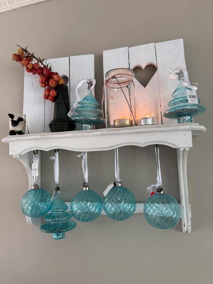 Riviera Maison kerstballen en boompjes glas 7stks nieuw, Diversen, Kerst, Nieuw, Ophalen