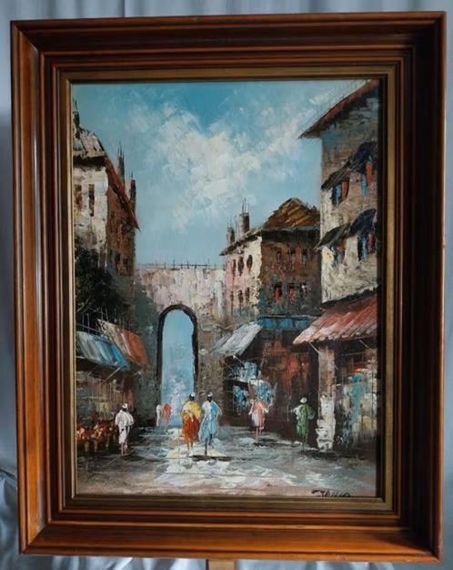 Louis Stanio - Mediteraans stadsgezicht - 1960, Antiek en Kunst, Kunst | Schilderijen | Klassiek, Ophalen