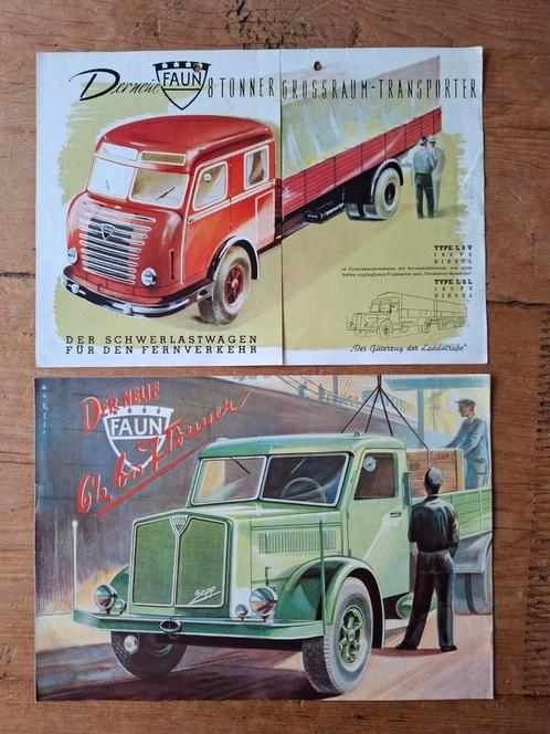 2 x Faun vrachtwagen folders, Boeken, Auto's | Folders en Tijdschriften, Gelezen, Overige merken, Ophalen of Verzenden