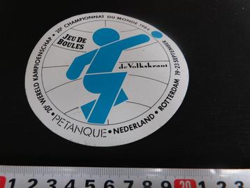 sticker Rotterdam 1984 PETANQUE Jeu De Boules 20e WK  beschikbaar voor biedingen