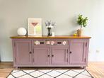Uniek handgeschilderd dressoir – lila met goudaccenten, Huis en Inrichting, Ophalen of Verzenden, Zo goed als nieuw, 25 tot 50 cm