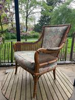 Vintage klassieke fauteuil, bamboe en riet, Antiek en Kunst, Ophalen