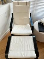 IKEA Poang Stoel met Voetenbank - Zo Goed Als Nieuw, Huis en Inrichting, Fauteuils, Ophalen, 75 tot 100 cm, Zo goed als nieuw