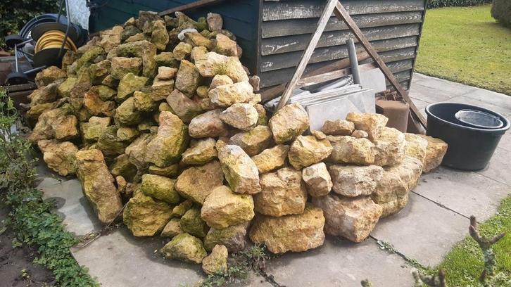 Ruwe Mergelblokken voor Tuin of Vijver, Tuin en Terras, Grind, Keien en Split, Gebruikt, Kei, Beige, Kalksteen, Ophalen