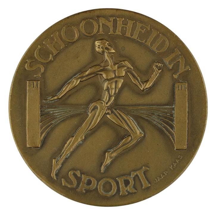 Penning VPK 1927 Jaap Kaas : Schoonheid in Sport, Postzegels en Munten, Penningen en Medailles, Brons, Nederland, Verzenden