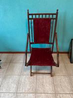 Oude Opvouwbare Stoel met Rode Bekleding, Antiek en Kunst, Antiek | Meubels | Stoelen en Banken, Ophalen
