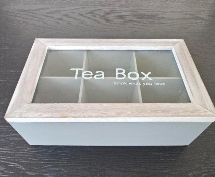 Theedoos van hout - 6 vakken [Theebox / Thee Doos], Huis en Inrichting, Keuken | Keukenbenodigdheden, Zo goed als nieuw, Ophalen of Verzenden