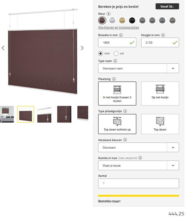 Als nieuw: 2 stuks Veneta verduisterende aubergine plisse, Huis en Inrichting, Stoffering | Gordijnen en Lamellen, Zo goed als nieuw