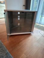 Modern audio TV meubel, grijs met glazen deuren, Ophalen, Gebruikt, Glas, 50 tot 100 cm