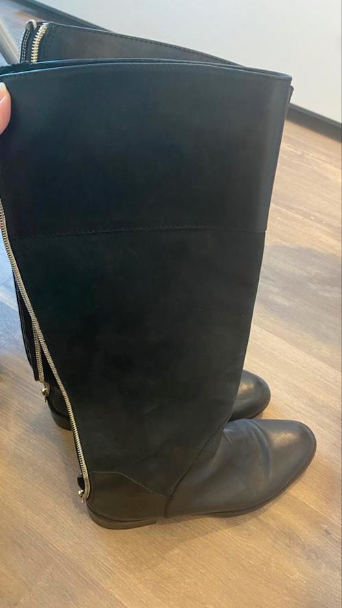 Prachtige zwarte leren laarzen maat 39, Kleding | Dames, Schoenen, Zo goed als nieuw, Hoge laarzen, Zwart, Ophalen of Verzenden