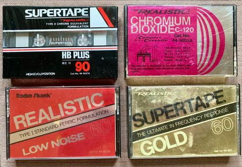 4x Realistic Supertape Radio Shack Tandy cassettebandjes USA, Cd's en Dvd's, Cassettebandjes, Overige genres, 2 t/m 25 bandjes