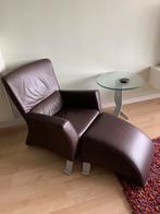 Rolf benz 322 fauteuil met hocker bruin leer, Huis en Inrichting, Fauteuils, Ophalen, Zo goed als nieuw, 50 tot 75 cm, Leer