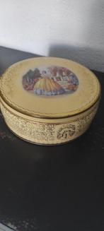 Vintage koektrommel geel goud rond vrouw, Ophalen of Verzenden, Gebruikt, Koek(jes), Overige merken