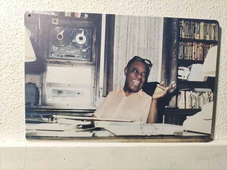 N2 Metalen Retro Reclamebord Louis Armstrong Tandberg, Verzamelen, Merken en Reclamevoorwerpen, Zo goed als nieuw, Reclamebord