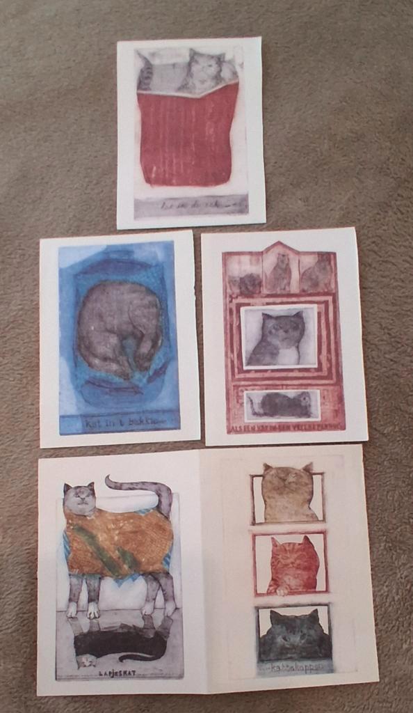 Karin Campfens Kattekoppen nu samen €20 ook per stuk te koop, Antiek en Kunst, Kunst | Litho's en Zeefdrukken, Verzenden